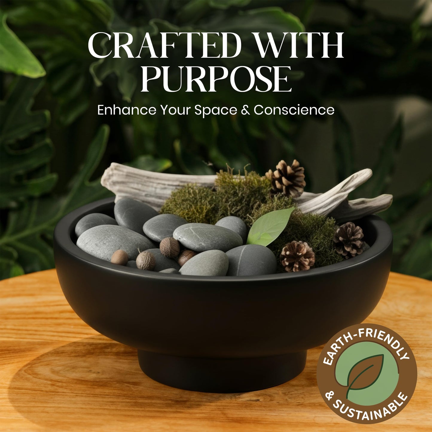E-Click Commerce Handmade Concrete Decorative Bowl (Black) – Modern Minimalist Centerpiece for Coffee Table, Kitchen Counter & Entryway – Large 10” Artisan Fruit Bowl, Unique Home Decor Accent