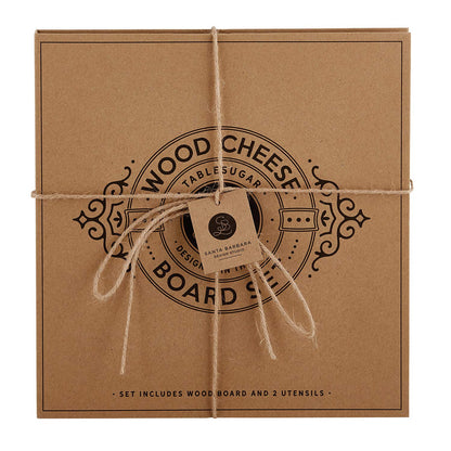 Santa Barbara Design Studio Gift Set Kitchen Essentials TableSugar Kraft Cardboard Book Gift Box, 3-Pieces, Wood Cheese Board Kit