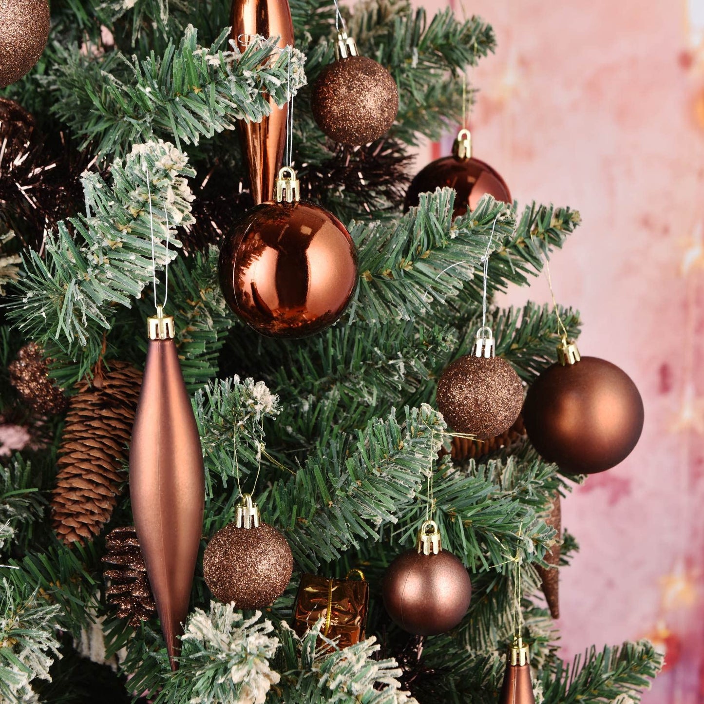 30ct Christmas Ball Ornaments, 2.36" Shatterproof Tree Decorations, Perfect Hanging Ball for Indoor/Outdoor Holiday Christmas Party Decor (Brown)