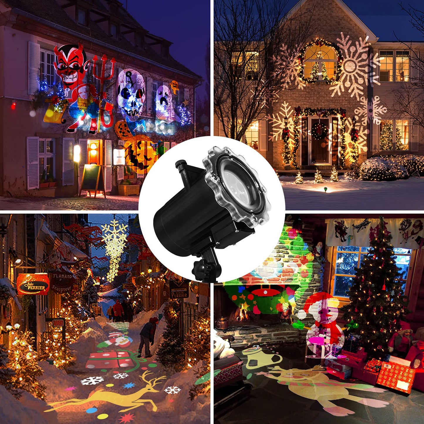 Segotendy Halloween Projector Lights Outdoor, Year Round 10 Theme 16 Slides, Waterproof Christmas Projector Lights with Remote Control Timer for Valentine Easter Birthday Party Halloween Decorations