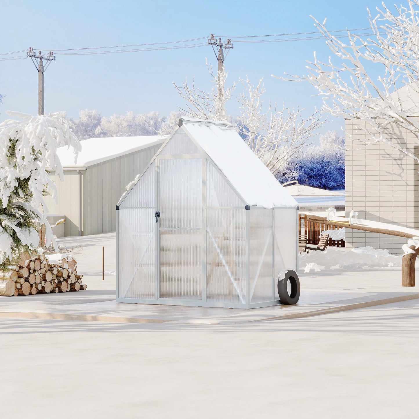 6×4 ft Outdoor Greenhouse, Large Walk in Greenhouses for Outdoors and Garden Planting, Enhanced Aluminum Frame, Quick Setup Structure, Green Houses for Outside Backyard, Garden, Patio, Silver