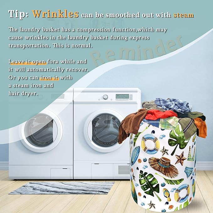 Funny Hawaii Laundry Hamper Surf Beach Elements Colorful Laundry Basket
