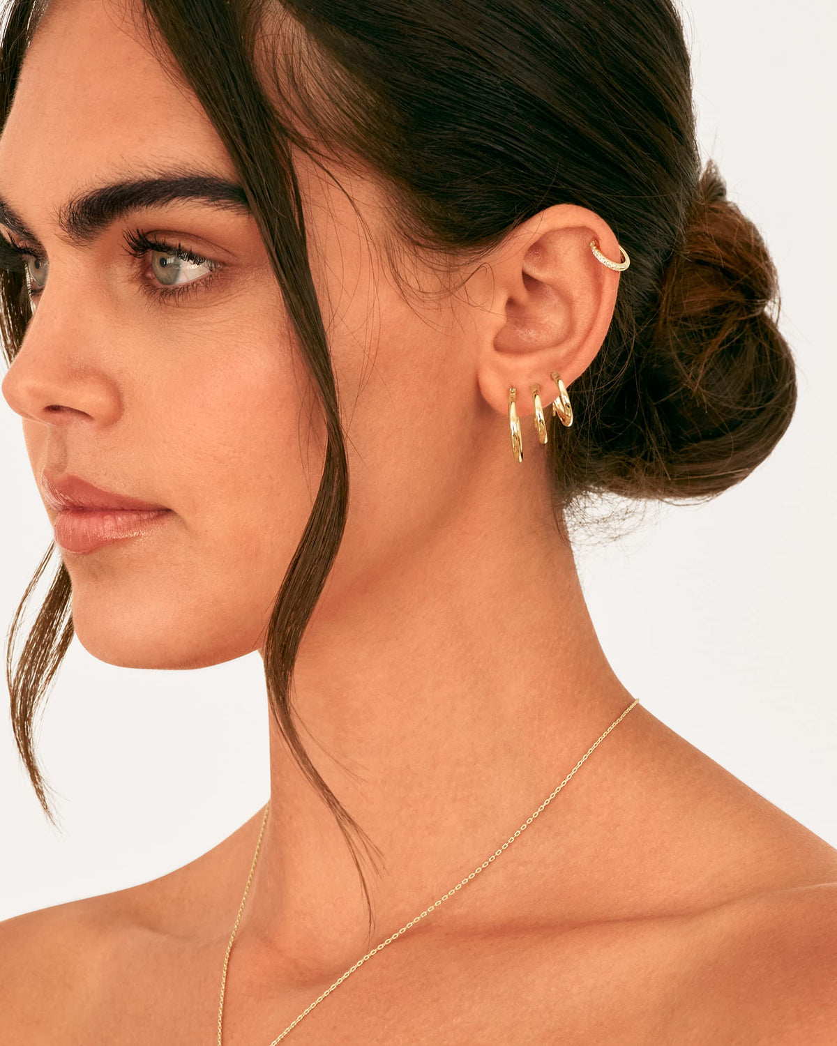 PAVOI 18K Rose Gold 925 Sterling Silver Post Hoop Earrings for Women - Thin Small Gold Huggie Hoop Earrings - 3-Pair Set