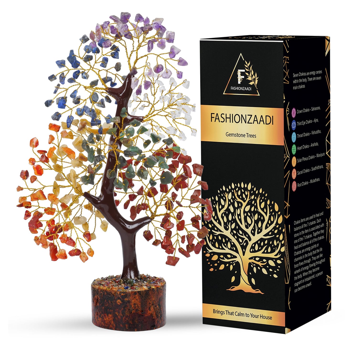 FASHIONZAADI Seven Chakra Tree of Life, Birthday Reiki Gifts for Women, Healing Crystal Gifts, Positive Energy Healing Crystals and Stones, Gemstone Healing 7 Crystal Tree