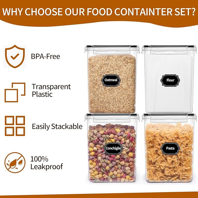 4 Pack Large Airtight Food Storage Containers