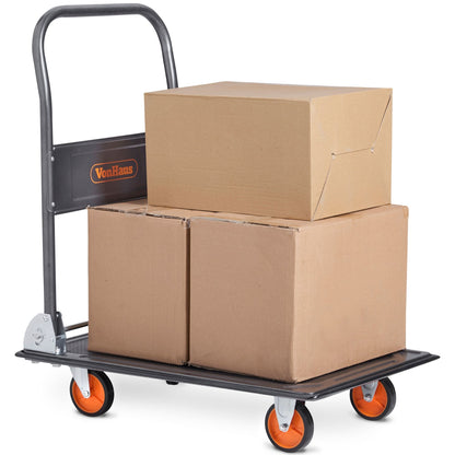 VonHaus Folding Platform Trolley 150kg Capacity - Multi-Functional Heavy Duty Platform Truck on Wheels for Easy Transportation/Heavy Lifting