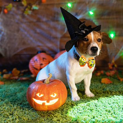 PET SHOW 12pcs/Pack Halloween Dog Collar Charms Flower Bows Bowties Accessories for Cat Puppy Collars Attachment Small Dogs Grooming