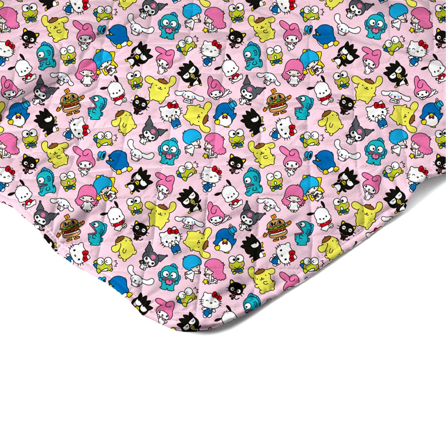 Northwest Hello Kitty & Friends Reversible Quilted Throw, Kawaii Checkered Pattern, Comfy Throw, for Anime Fans, Game Room, Chair or Couch, 60 x 80 Inches