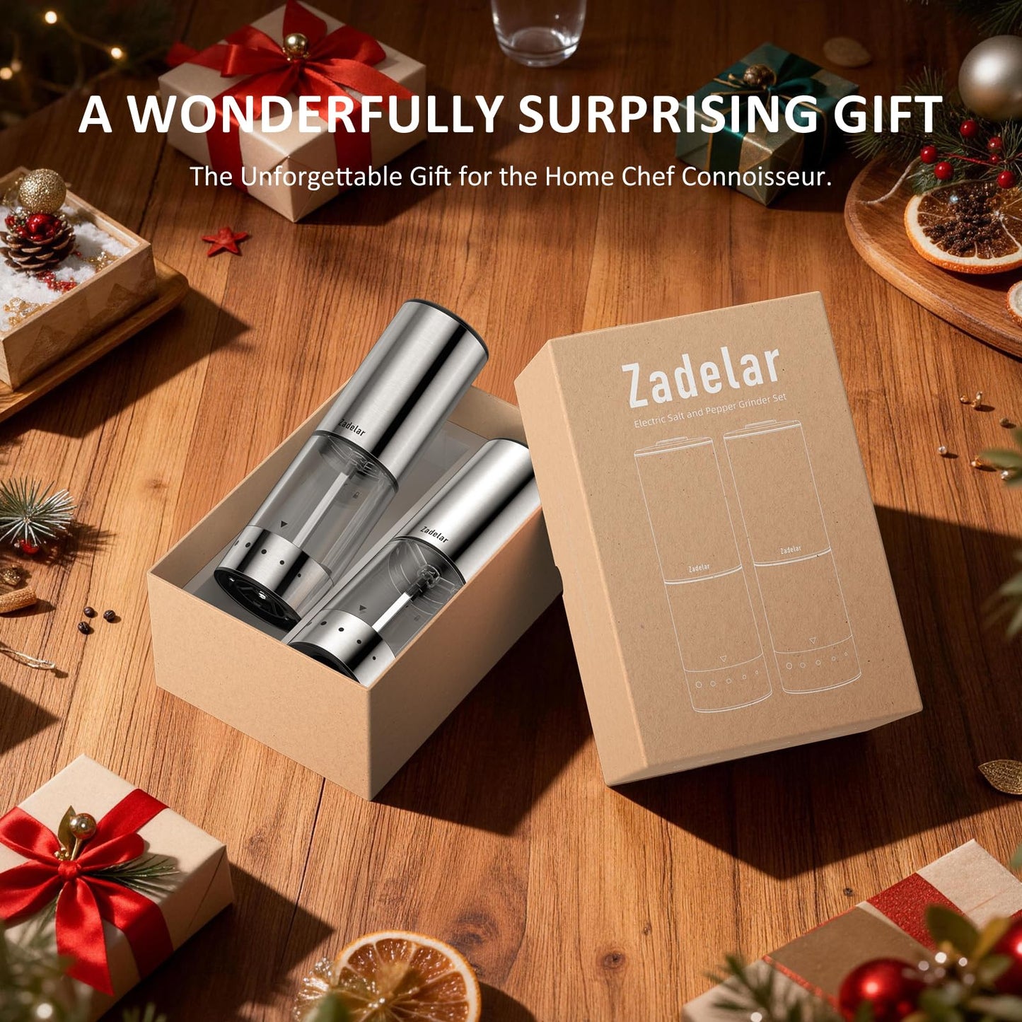 Rechargeable Electric salt and pepper grinder set with Storage Base,Automatic Refillable Salt and Pepper Shakers with LED Display,Upgraded Large Capacity,External Adjustable Coarseness for Mom Gifts