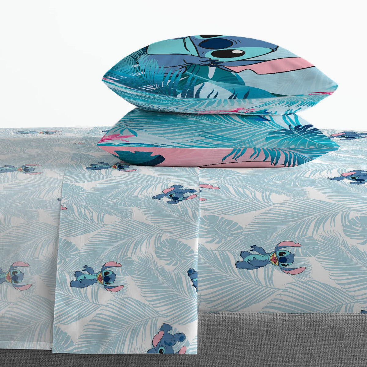 Jay Franco Disney Lilo & Stitch Floral Fun 7 Piece Full Bed Set - Includes Reversible Comforter & Sheet Set Bedding - Super Soft Fade Resistant Microfiber - (Official Disney Product)