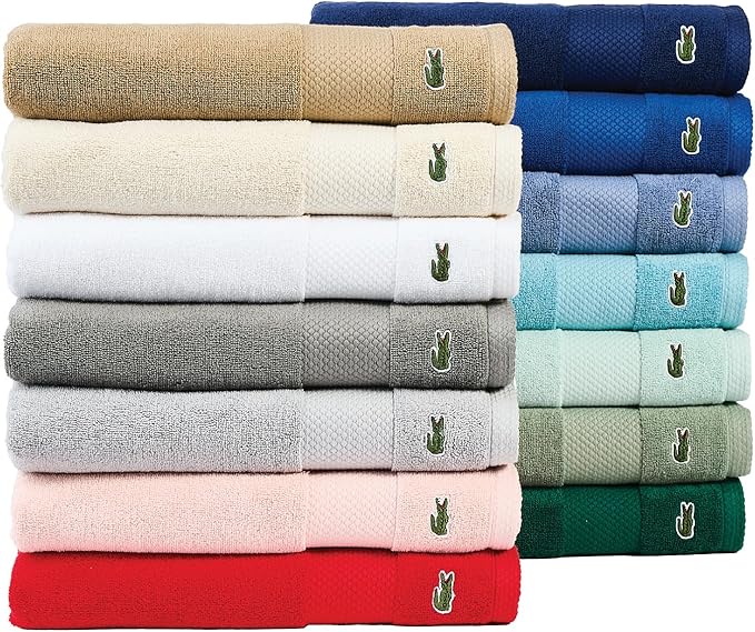 Lacoste Heritage 100% Supima Cotton Hand Towel, Premium Super Soft Bath Towel