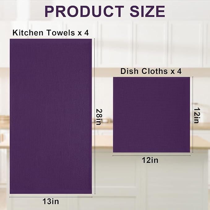 Homaxy 100% Cotton Kitchen Towels and Dishcloths Set