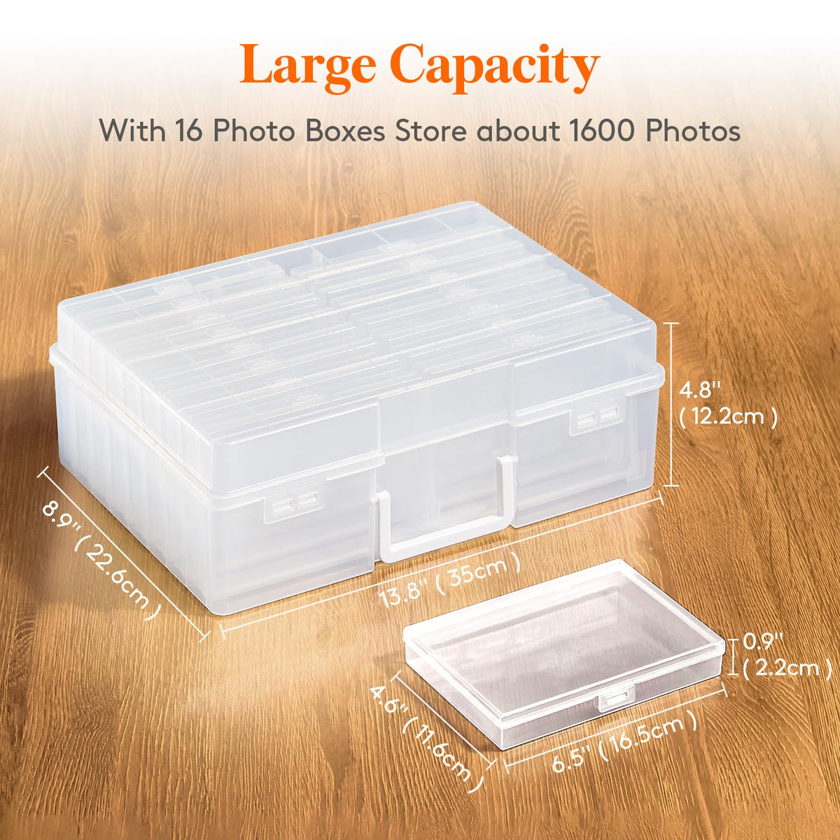 Lifewit 4x6 Photo Storage Box, 16 pcs Inner Photo Case with Lids, Clear Photo Organizers with 1 Sheet Label Sticker, Plastic Craft Storage Box for Seeds Sticker Cards Pictures Office Supplies