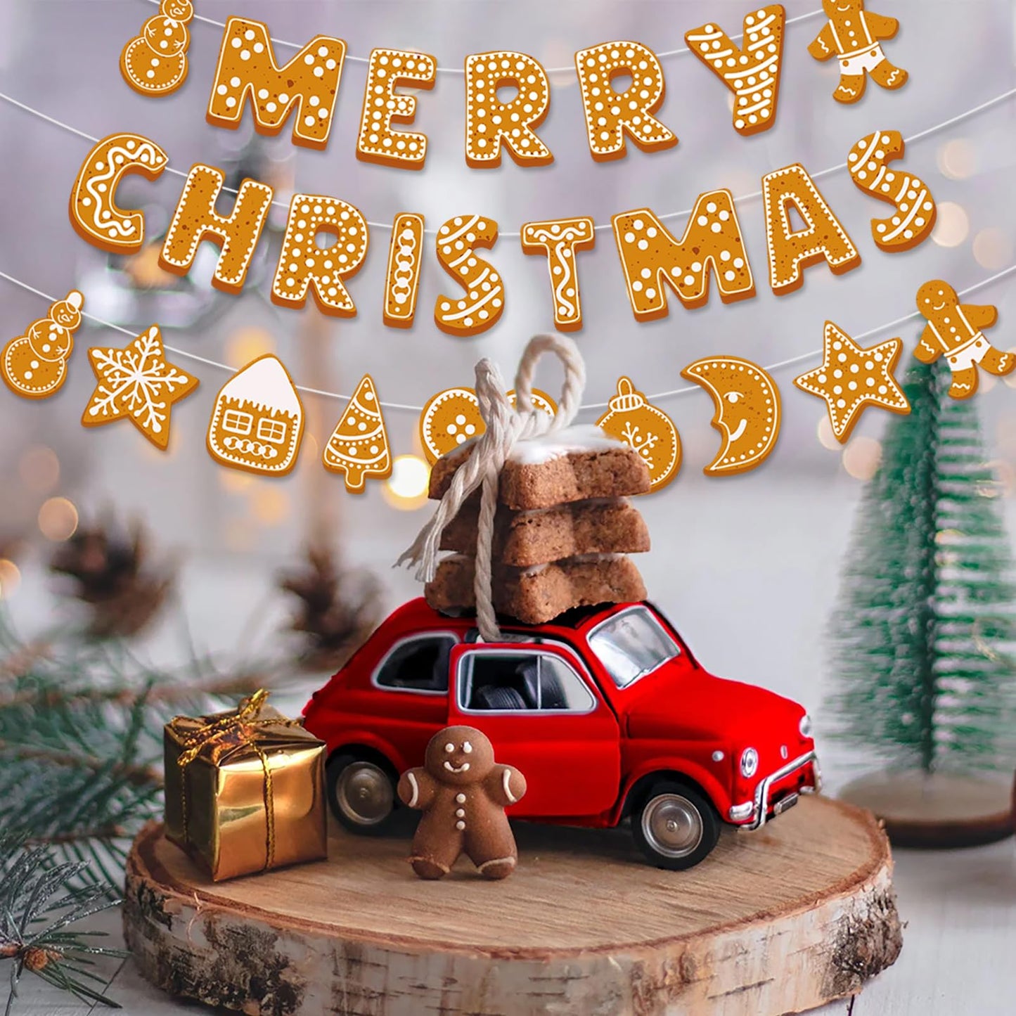 Merry-Christmas Holiday Party-Decorations Wall-Window Banners - 2pcs Fireplace Happy New Year Birthday Paper Streamers, Hanging Backdrop Decor Lasting Surprise