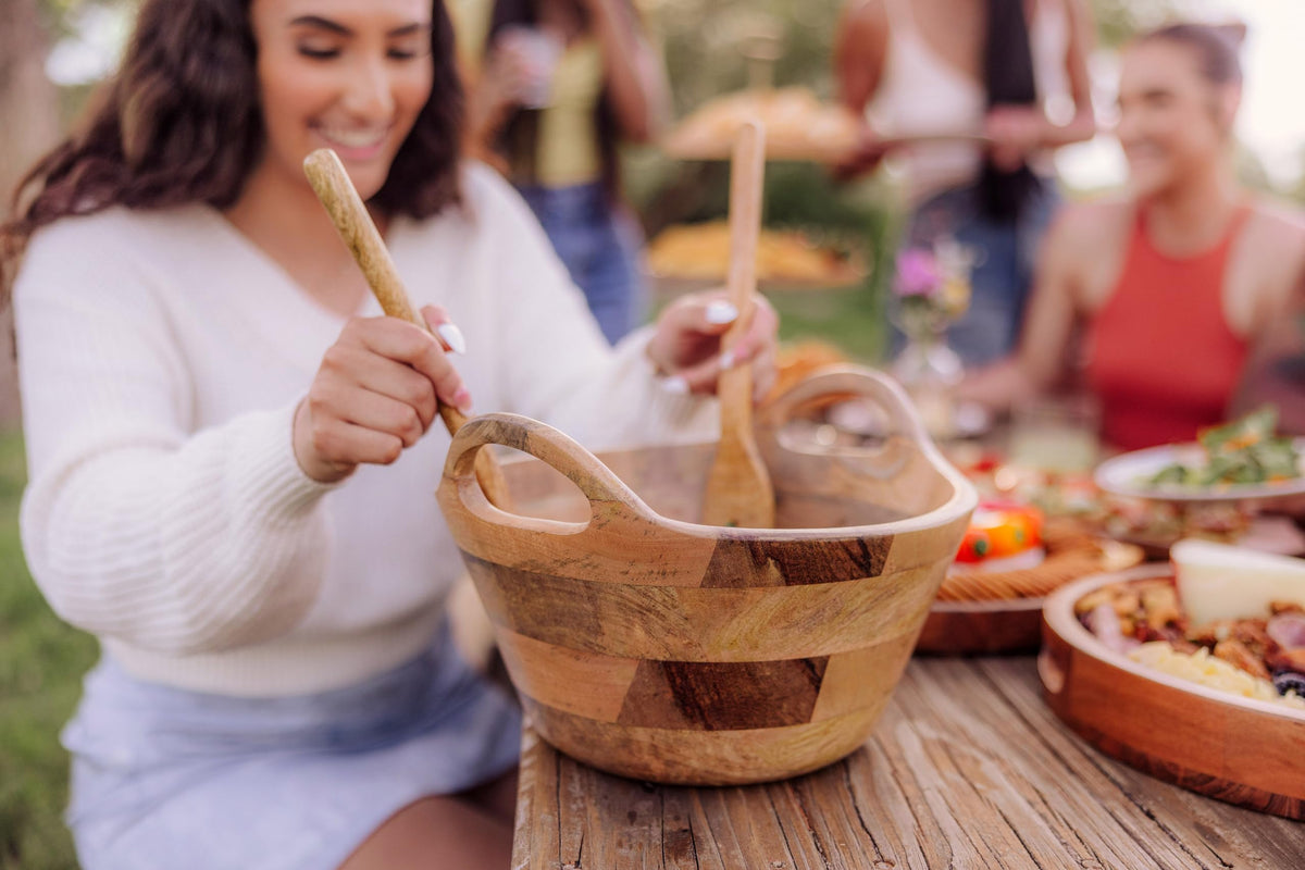 PICNIC TIME Ciotola Serving Bowl, Salad Bowl, Wooden Mixing Bowl, (Mango Wood)