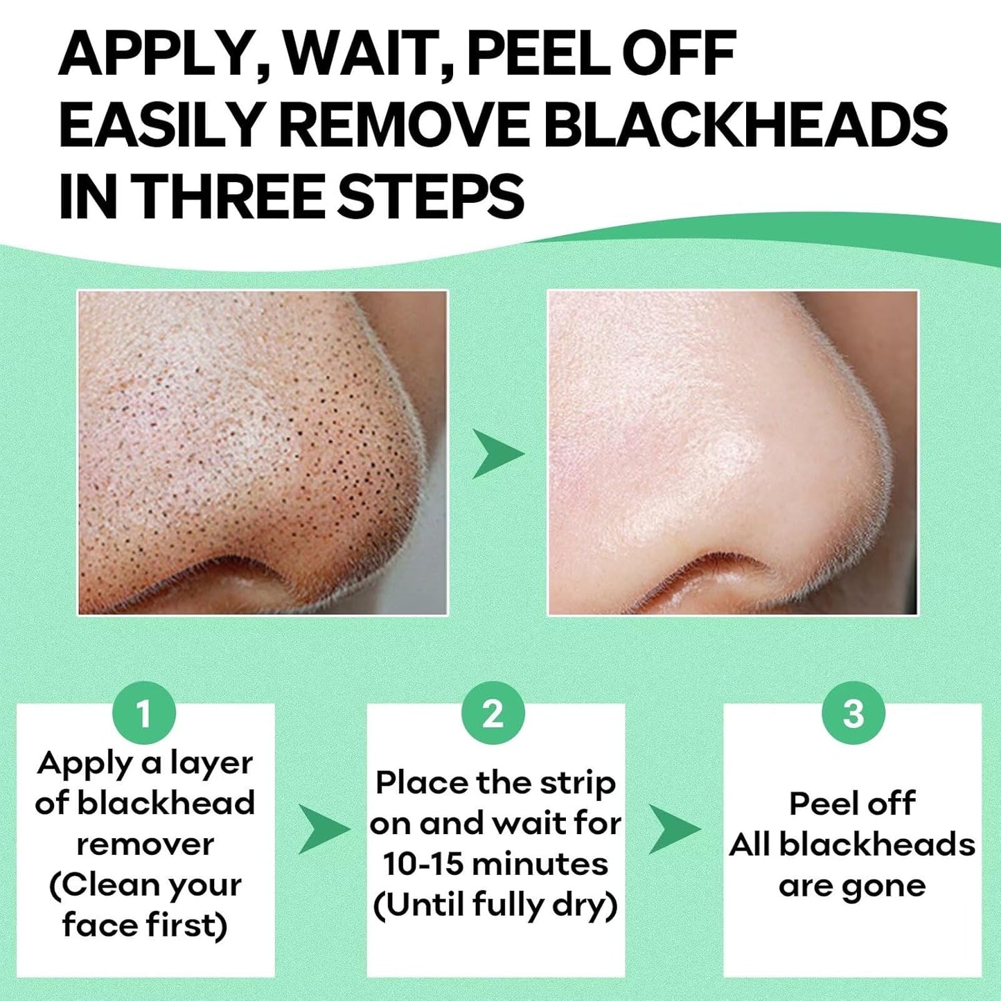 Blackhead Remover Peel Off Mask for Nose & Face - Blackhead Removal Kit with 100pcs Strips, Puntos Negros, 1.7oz