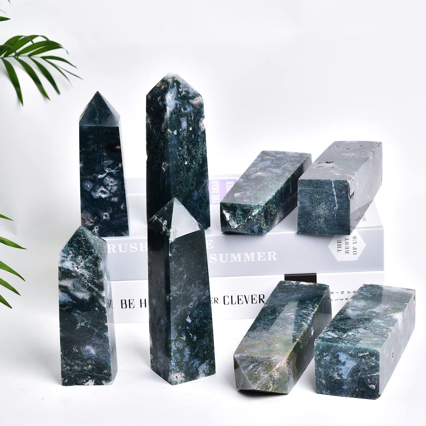 JIC Gem Green Fluorite Crystals Tower Gemstone Tower Wand Quartz Obelisk Healing Crystals Chakra Tower Decor Meditation Reiki 1-1.3 Lbs