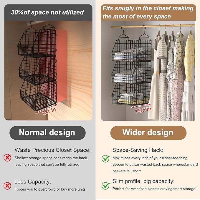 Larger & Deeper Hanging Storage Basket, Closet Organizers and Storage, Hanging