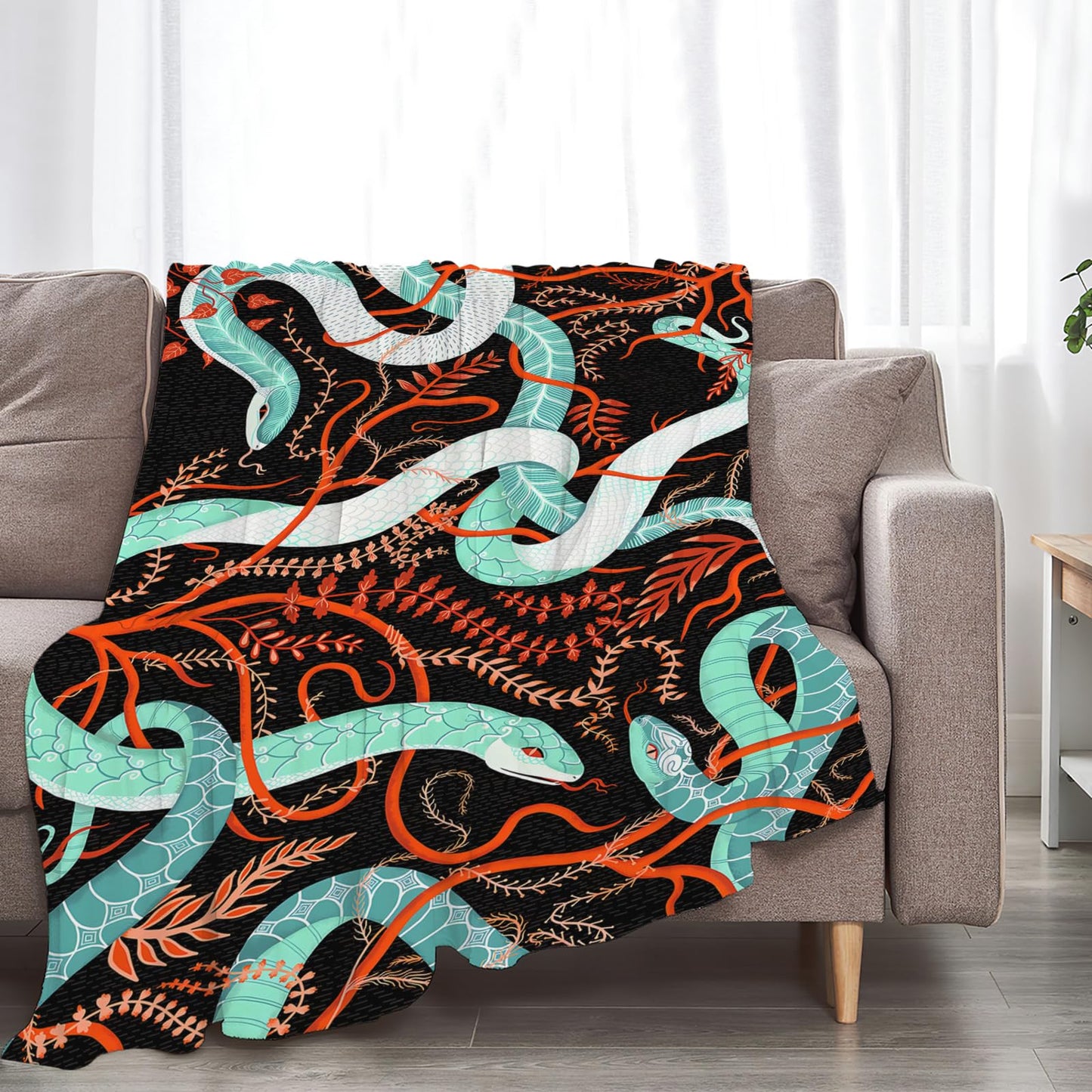 Tijuboni Snake Throw Blanket Snake Gifts for Girls Boys Women Men Kids Adults Soft Flannel Fleece Blanket for Couch Sofa Bed Home Decor 40"x50"