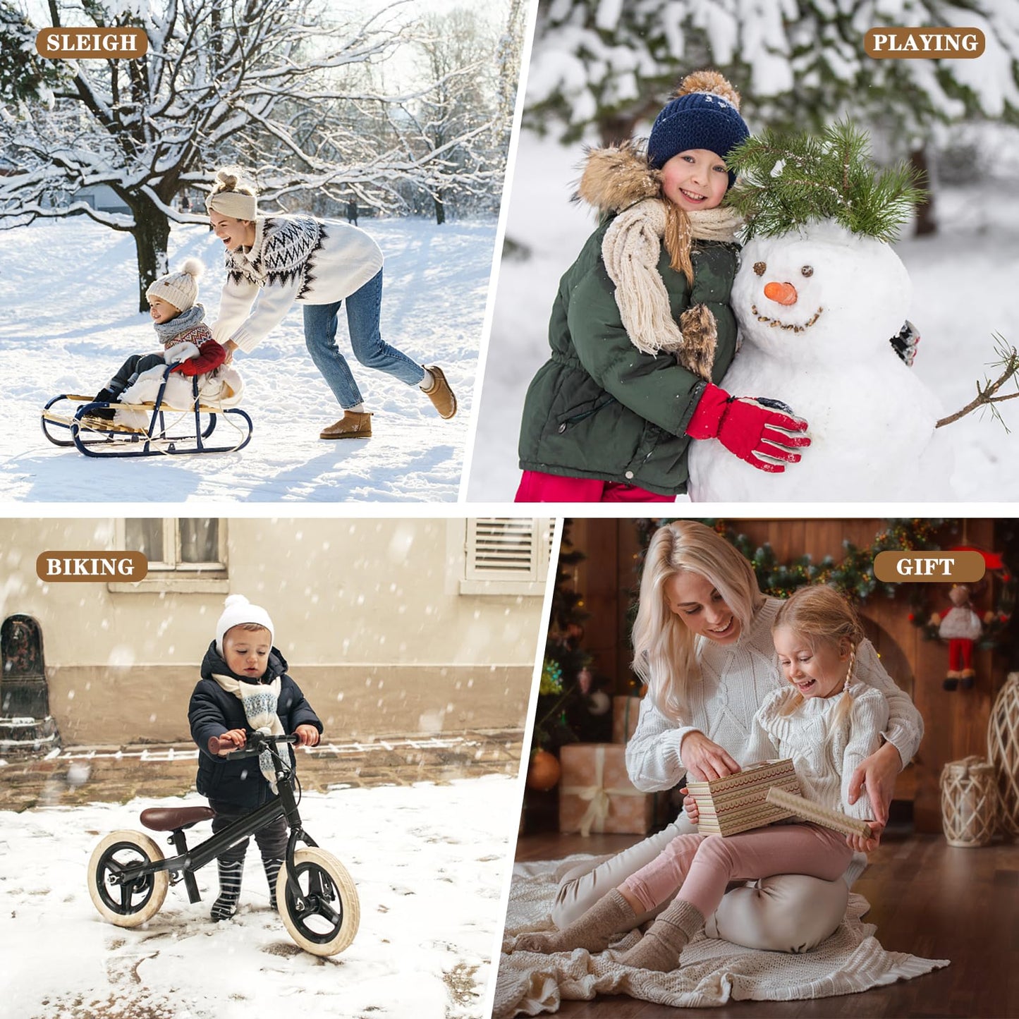 Winter Hat Gloves Scarf Set for Kids Earflap Beanie with Cute Pom Knit Girls Children Baby Toddler Pink Warm Wool Fleece Lining 10 11 12 13 14 Years Old