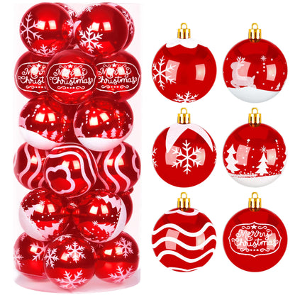 Joiedomi 24 Pcs 2.3” Red & White Christmas Ball Ornaments, Shatterproof Plastic Christmas Tree Ornaments, Hanging Decor for Wreath Garland Party Weddings Holidays