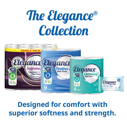 Elegance Feather Soft Toilet Roll - Bulk Buy Pack of 54 Rolls - Ultra Soft, 3-Ply, Recycled, Eco-Friendly, UK Manufactured