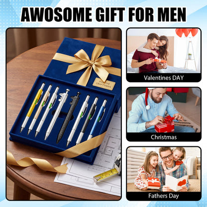 AmazingSpark 40 Pcs for Men Employee Appreciation Gifts 6 in 1 Multi Tool Pens with Level Gauge Stylus Vernier Caliper Multi Tool Pens for Dad Husband Coworker Birthday(Vivid Color)
