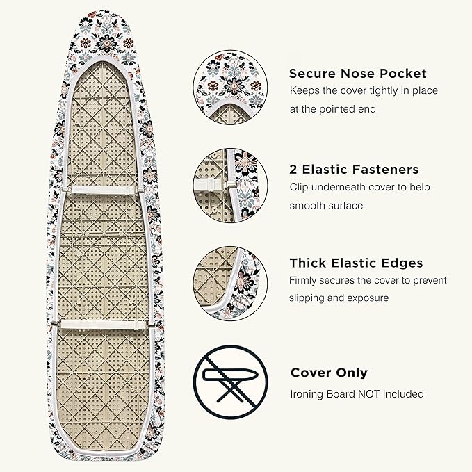 Ironing Board Cover and Pad 18"x54" Extra Thick Natural Cotton, Scorch and
