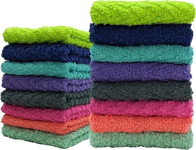 ZUPERIA Zigzag Multicolor Wash Cloths -32 Pack -12" x 12"- Highly Absorbent