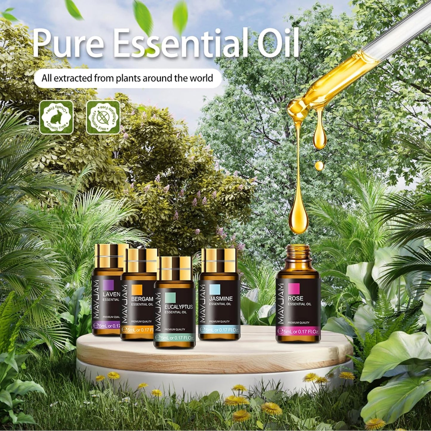 MAYJAM Tea Tree 20 Pcs Pure Essential Oil Gift Set, for Diffuser, Humidifiers, Skin Care, Massage, Fragrance Oil Scent for DIY Candle and Soap Making, Gift for Friend (5ML)