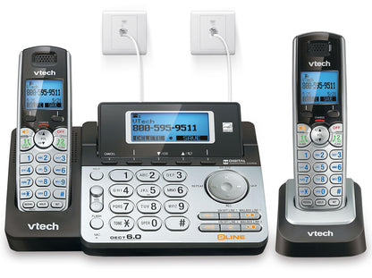 VTech Accessory Handset for DS6151 Series with 2-Line Cordless Phone, Suitable for Small Business or Home, Answering System, Expandable up to 12 Handsets, Intercom, Conference | DS6101 (Black/Silver)