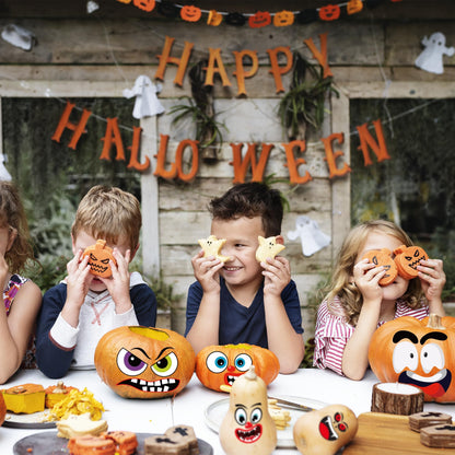 OHOME Halloween Party Favors - 36 Pack DIY Pumpkin Face Stickers for Kids - Halloween Games Toys Gifts Crafts Treats Accessories - Trick-or-Treat Pumpkin Decorations Activities Party Supplies