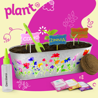 Dan&Darci Paint & Plant Flower Growing Kit for Kids - Gift Ideas Age 5 6 7 8-12 Year Old Girl - Birthday Crafts Gifts for Girls & Boys, Fun Gardening Kits, Art Projects for Ages 5-12 Years