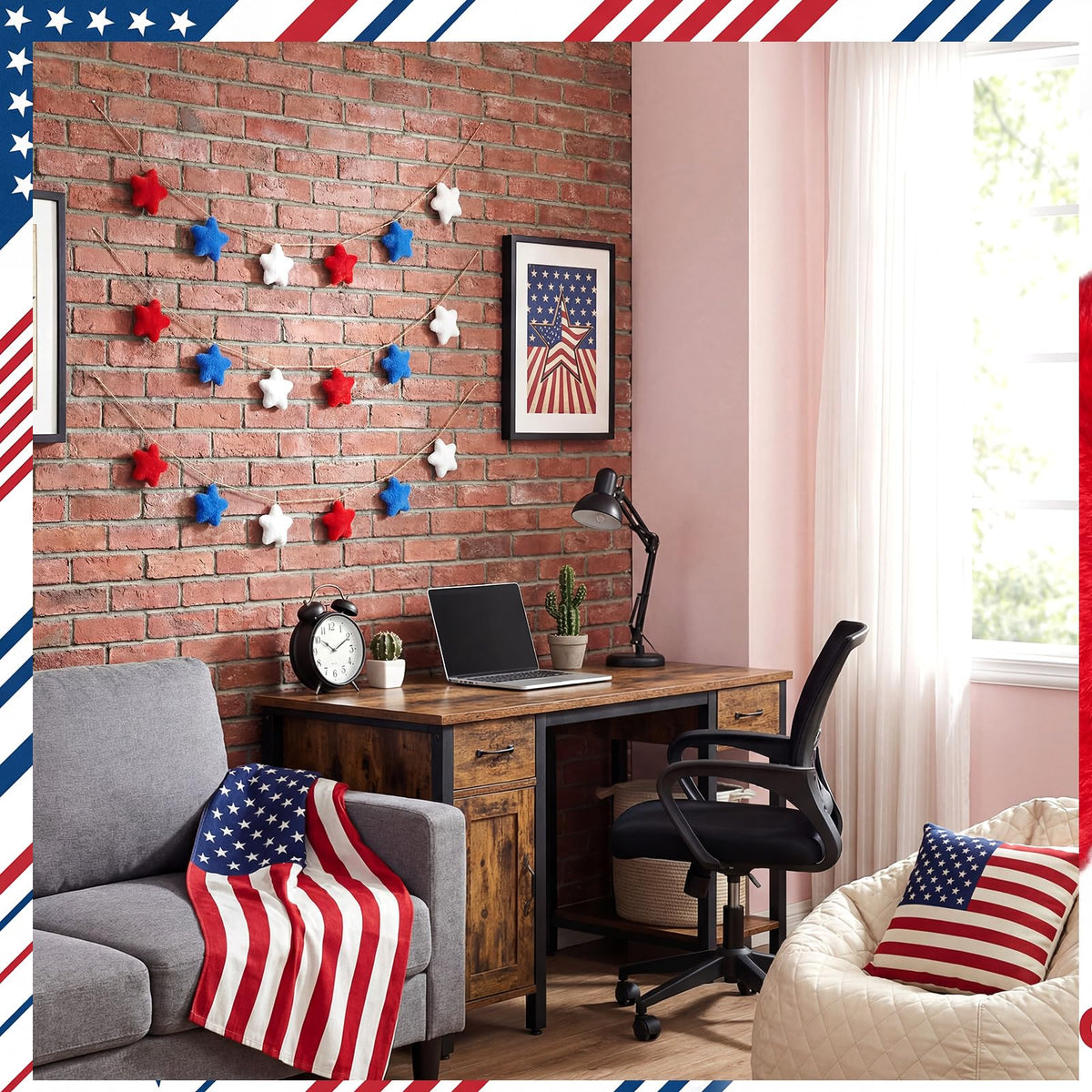 Teyva Daily 120 Pcs 4th of July Patriotic Plush Star Decorations Red White Blue Star Vase Filler for Independence Day, Memorial Day, Bowl Filler Tiered Tray Wreath Craft Table Scatter(2.36 Inches)