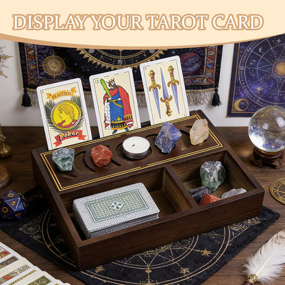 DigNew Tarot Card Holder,Wooden Tarot Card Display Storage,Tarot Accessories,Wiccan Altar Divination and Witchcraft Decor