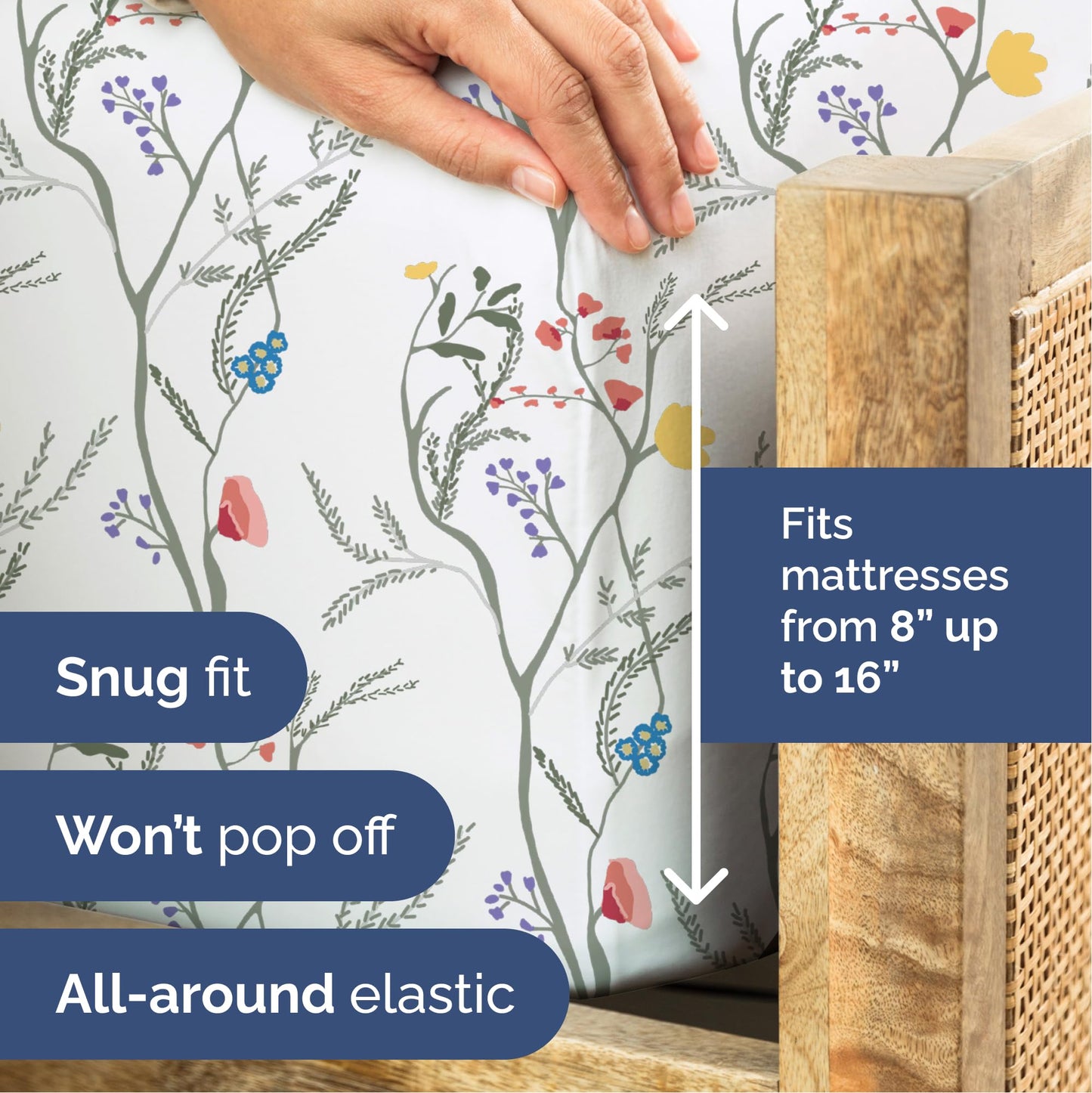 Floral Sheets - Boho Twin Bed Sheet Set - 1 Flat, 1 Fitted & 1 Pillowcase w/ Deep Pockets - Comfy, Easy-Care, Wrinkle & Fade Free Boho Botanical Bedding - Soft, Breathable & Cooling - Twin Size Set