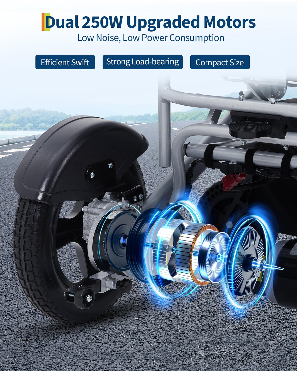 GarveeLife Electric Wheelchair for Adults, 30 Mile Range & Foldable, 330 LB Capacity, 2X 12Ah 24V Battery, Lightweight All Terrain Mobility Chair, Airline Approved