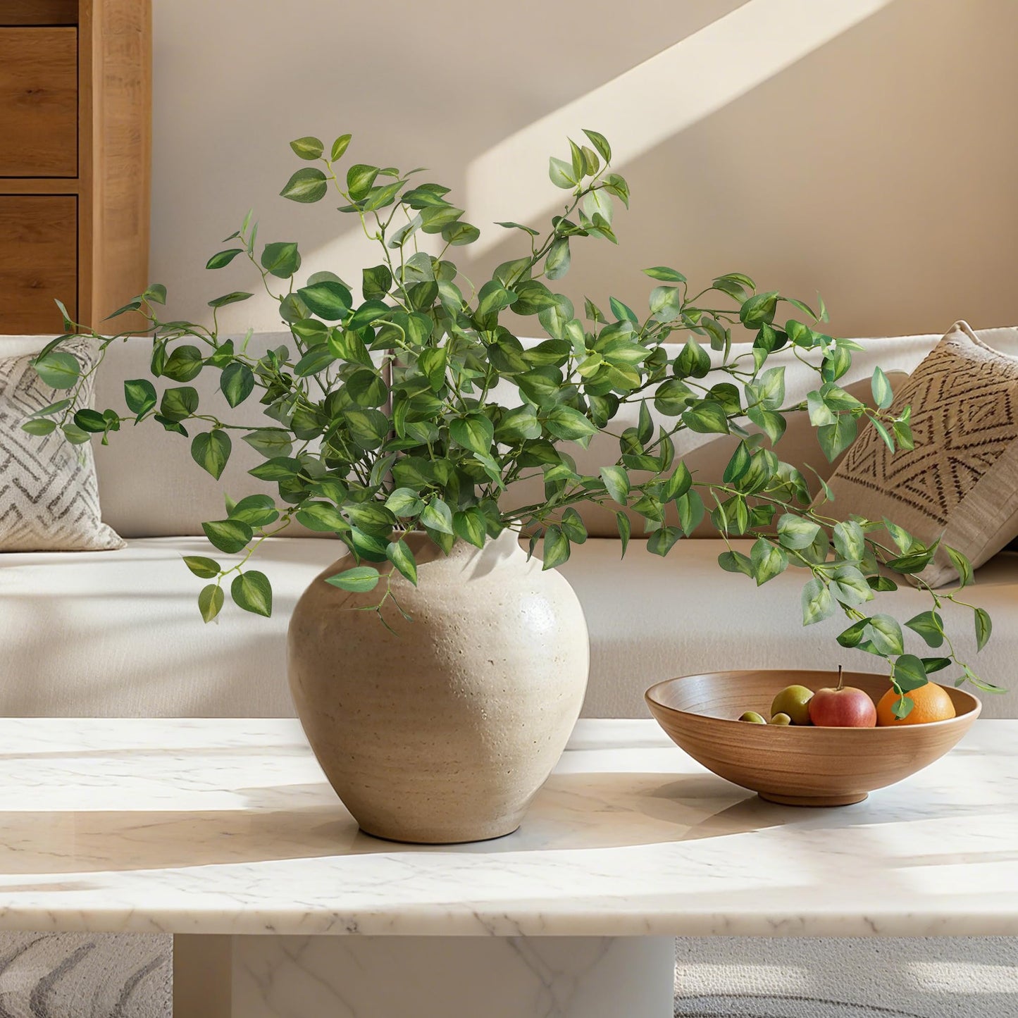 HyeFlora 5PCS Artificial Eucalyptus Leaves Stem Plants for Spring Decor, 32.7 inch Fake Leaves Greenery Branches Green Shrubs Silk Faux Foliage DIY Stems for Festival Home Kitchen Farmhouse(Green)
