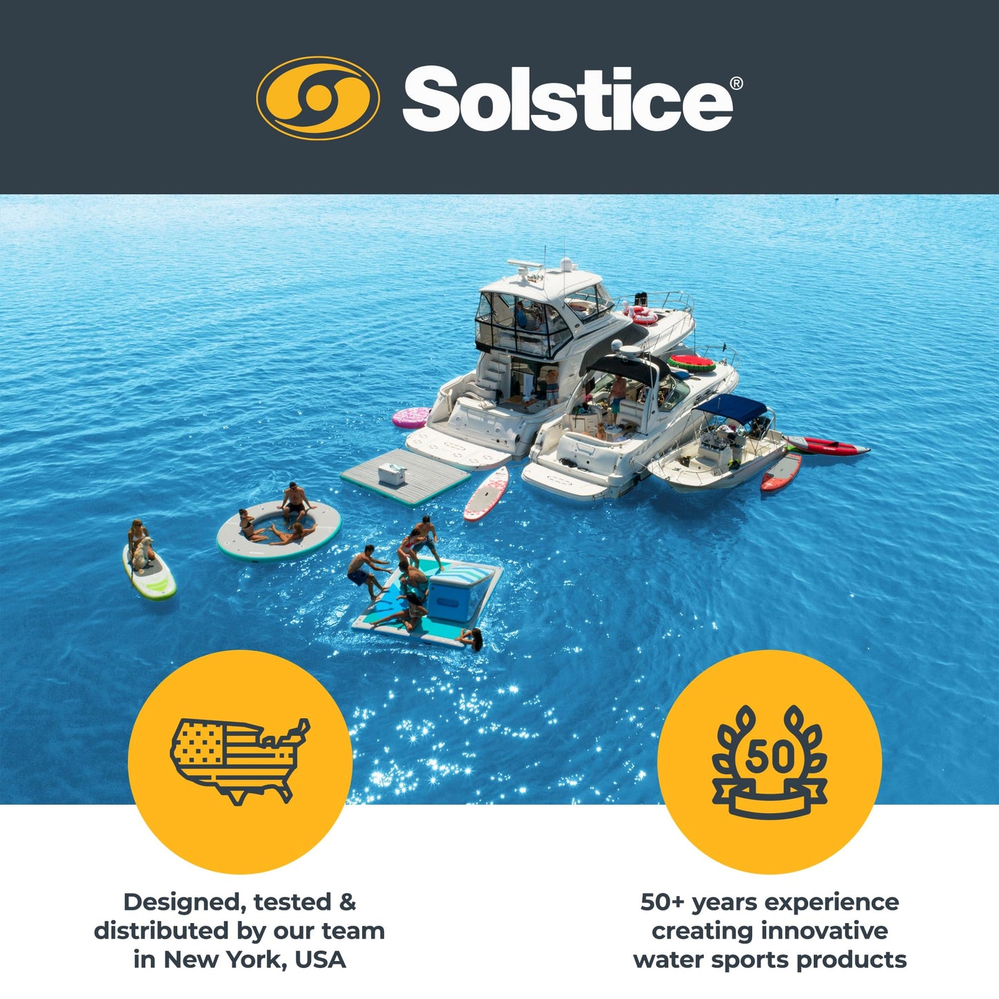 SOLSTICE Inflatable Pup Plank, Dog Water Ramp for Boats & Docks, Mini, 30 lb Capacity - Floating Platform for Pets for Lake, River, Beach & Swimming Pool, Includes Pump, Patent-Protected Design