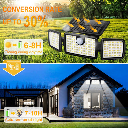 Solar Lights Outdoor Waterproof, Motion Sensor Flood Outside Lights with 2500LM High Brightness 270° Wide Angle, Outdoor Solar Lights IP65 for Yards, Patio, House, Garage (Non-Remote,2 Pack)