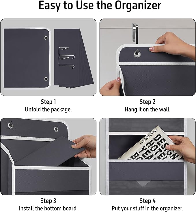 Over Door Organizer with 5 Large Pockets, Heavy Duty Hanging Organizer Storage