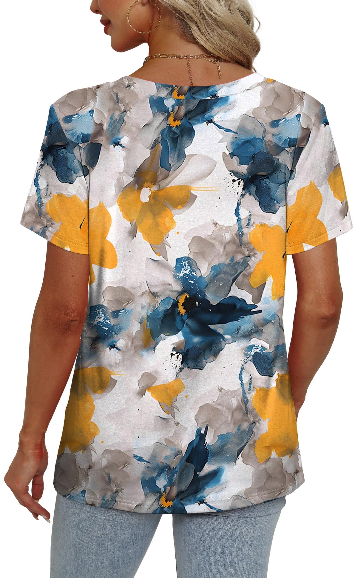 Alaroo Oversized Tshirts for Women Dressy Short Sleeve V Neck Summer Tops for Women 2025 Print 06 3XL