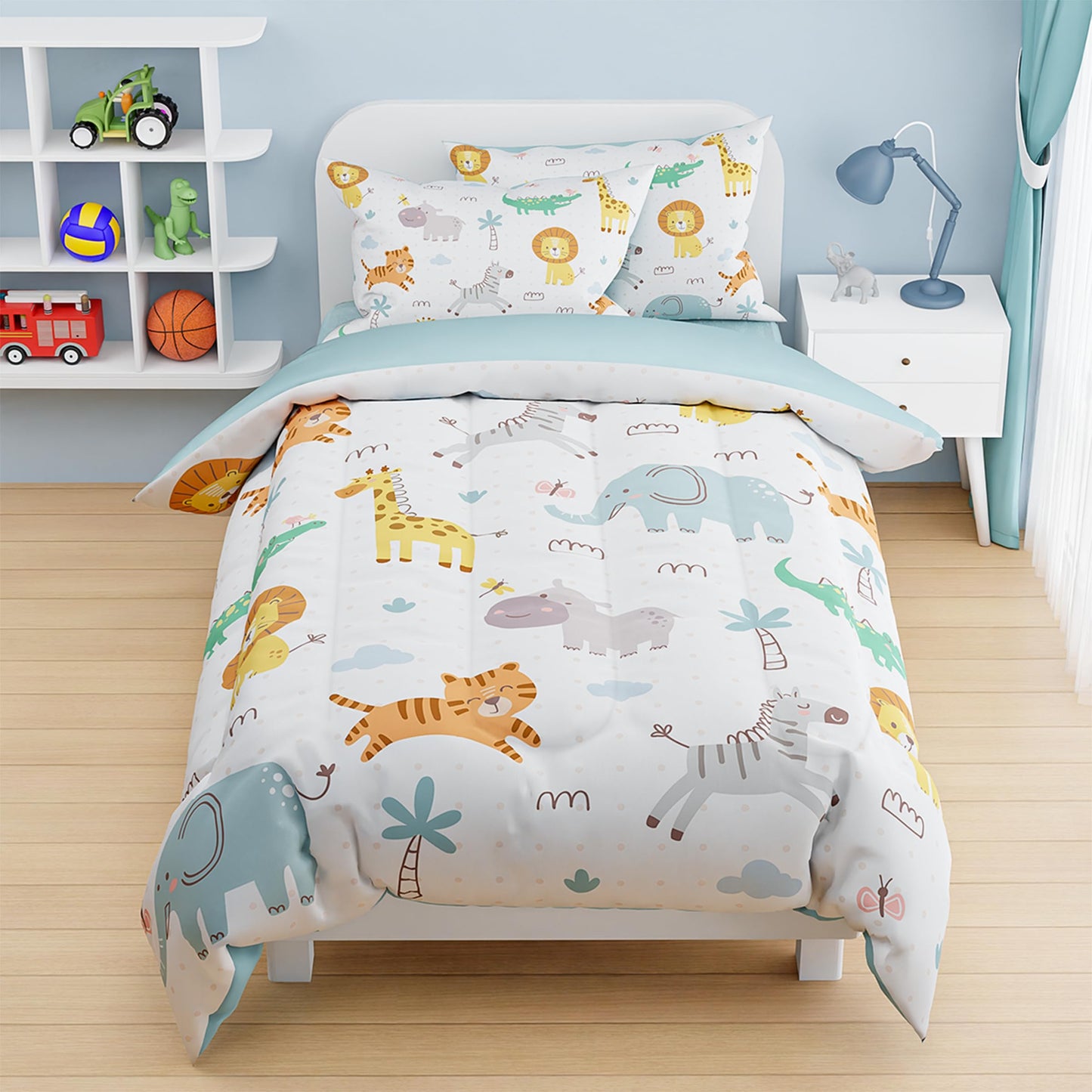 SANDJEST Animal Duvet Cover Sets Full Size for Kids Boys Girls, Include 1 Polyester Comforter Cover 80x90 Inches and 2 Pillowcases 20x26 Inches, Comforter Not Included, Gift for Christmas Birthday