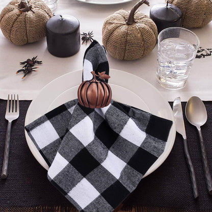 STMK Thanksgiving Day Napkin Rings, Rustic Harvest Pumpkin Napkin Rings, Alloy Napkin Holder for Halloween Fall Thanksgiving Day Table Decorations (Harvest Pumpkin, 6)