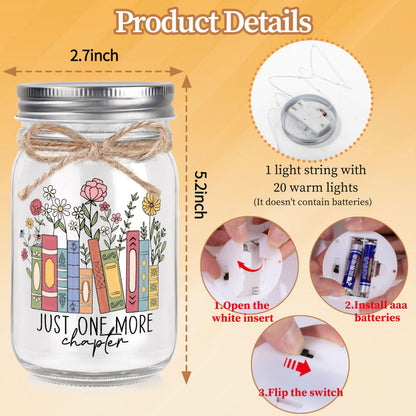 Book Lovers Gifts for Women Bookish Gifts for Readers Reading Lovers Bookclub Member Book Themed Accessories Reading Present for Librarian Mason Jar