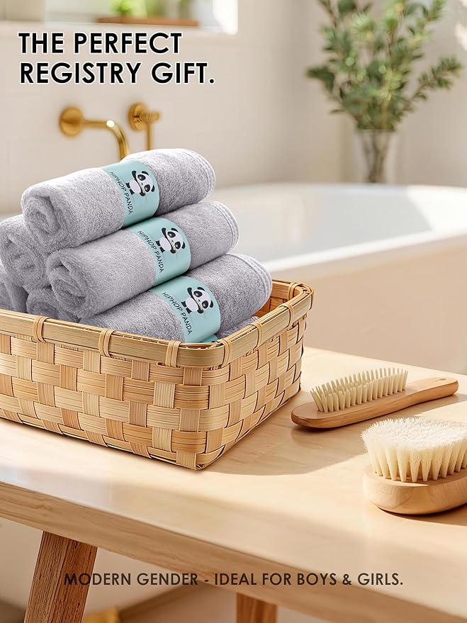 HIPHOP PANDA Baby Washcloths, Rayon Made from Bamboo