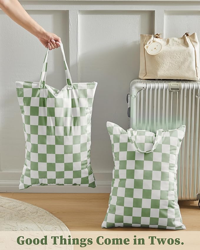Checkered 2 Pcs Large Travel Laundry Bags