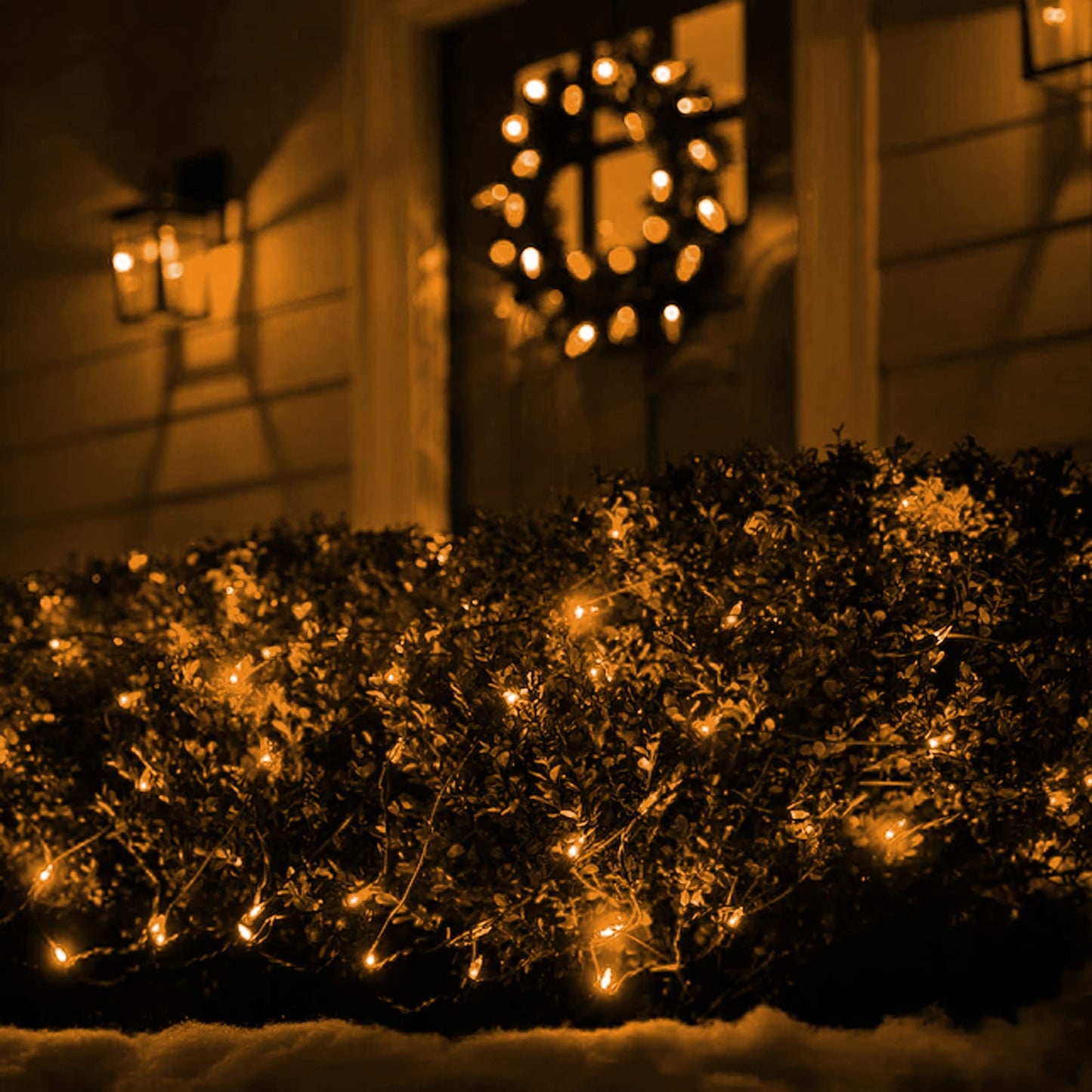 Outdoor Christmas Lights, 360 LED 12FT x 5FT Green Wire Waterproof Christmas Net Light Outdoor Plug in with 8 Modes, Warm White Mesh Lights Decorations for Xmas Indoor Tree Bush Yard Home Decor
