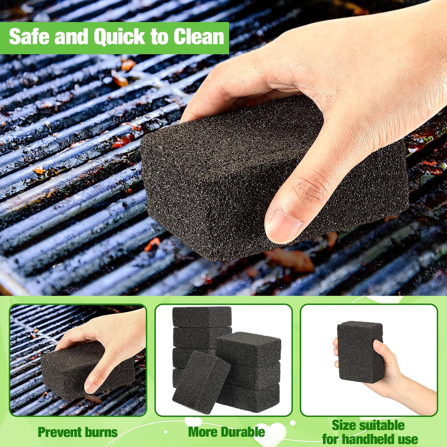 Zhehao 8 Pack Heavy Duty Grill Cleaning Brick Bulk Pumice Stone Cleaner Tool Cleans and Sanitizes Restaurant Flat Top Grills Reusable for Home Restaurant Griddles, Flat Top BBQ Grates Outdoor Cleans