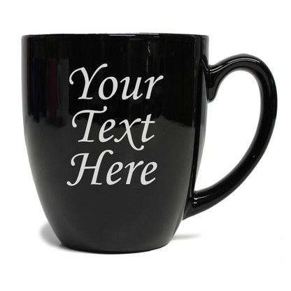 My Personal Memories Custom Engraved Latte Coffee Mug and Personalized Tea Cup With Your Text (Black)